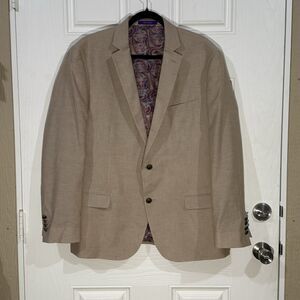 Tallia Mens ‎ Cotton Paisley Lined Blazer X-Large Tan Sport Coat